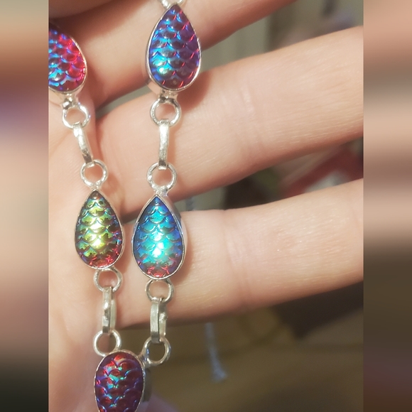 New Rainbow Titanium Magical Fantasy Scale 925 Silver Necklace. - Picture 8 of 13